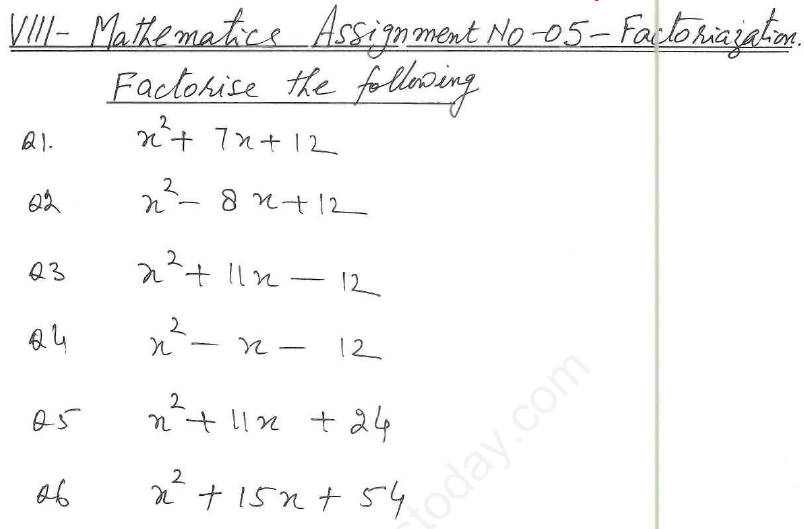 factorisation class 8 assignment